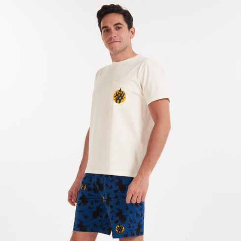 Men summer pajama set Off White T-shirt + Witches shorts